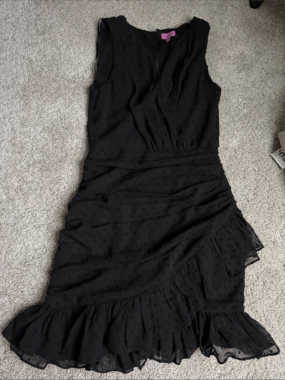 Francesca's Collections Black Sleeveless Ruffle Wrap Dress